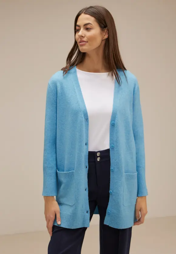 Long Cardigan - light aquamarine blue mel.