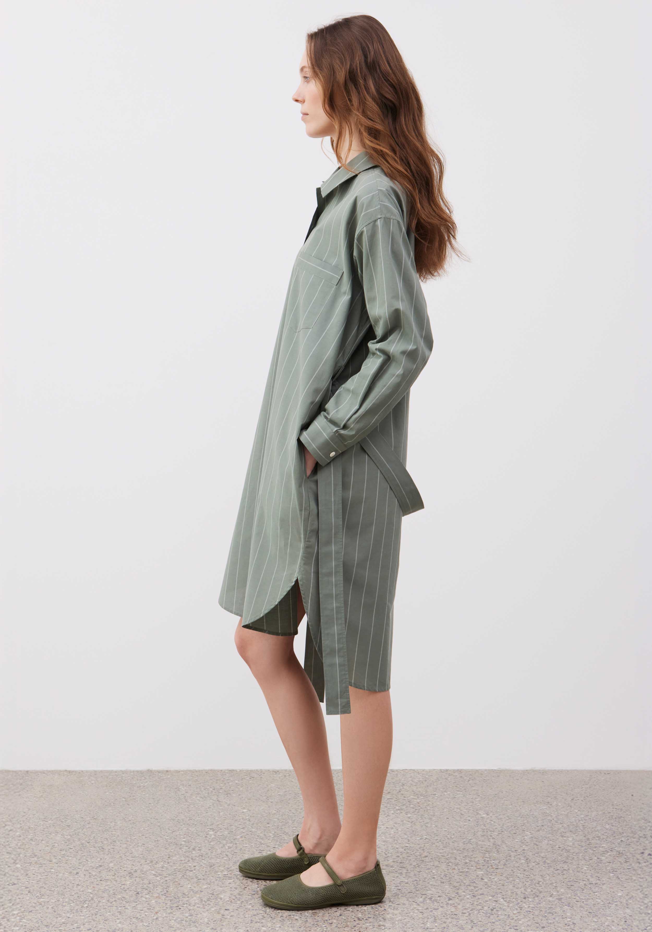 Lavie Hemdkleid Ono Striped Fichtengrün/Undyed