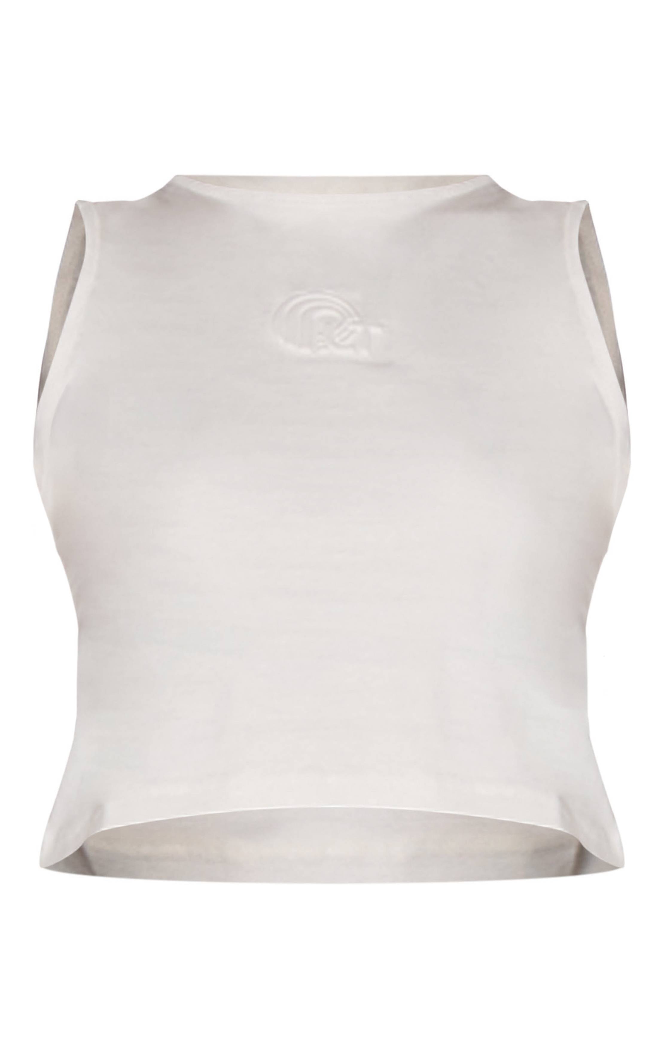 Crème Top En Coton Sans Manches À Motifs Gaufrés