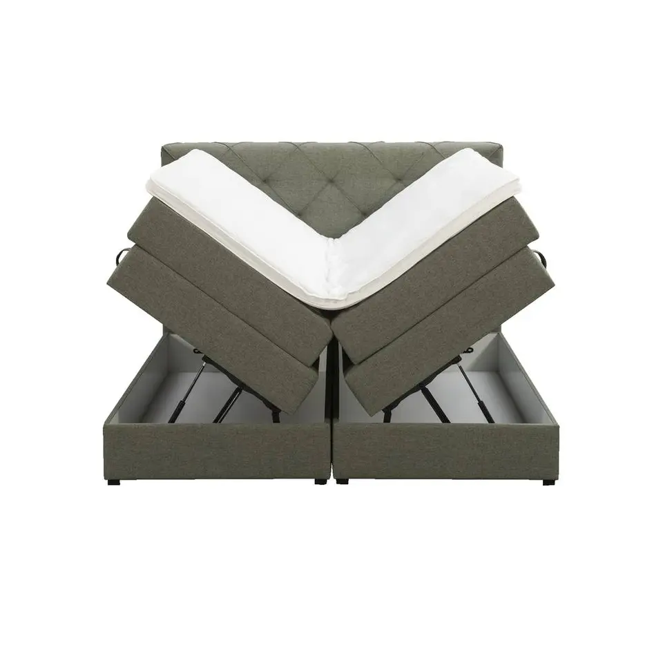 Boxspring met opbergruimte Liv geruit - groen - 140x200 cm