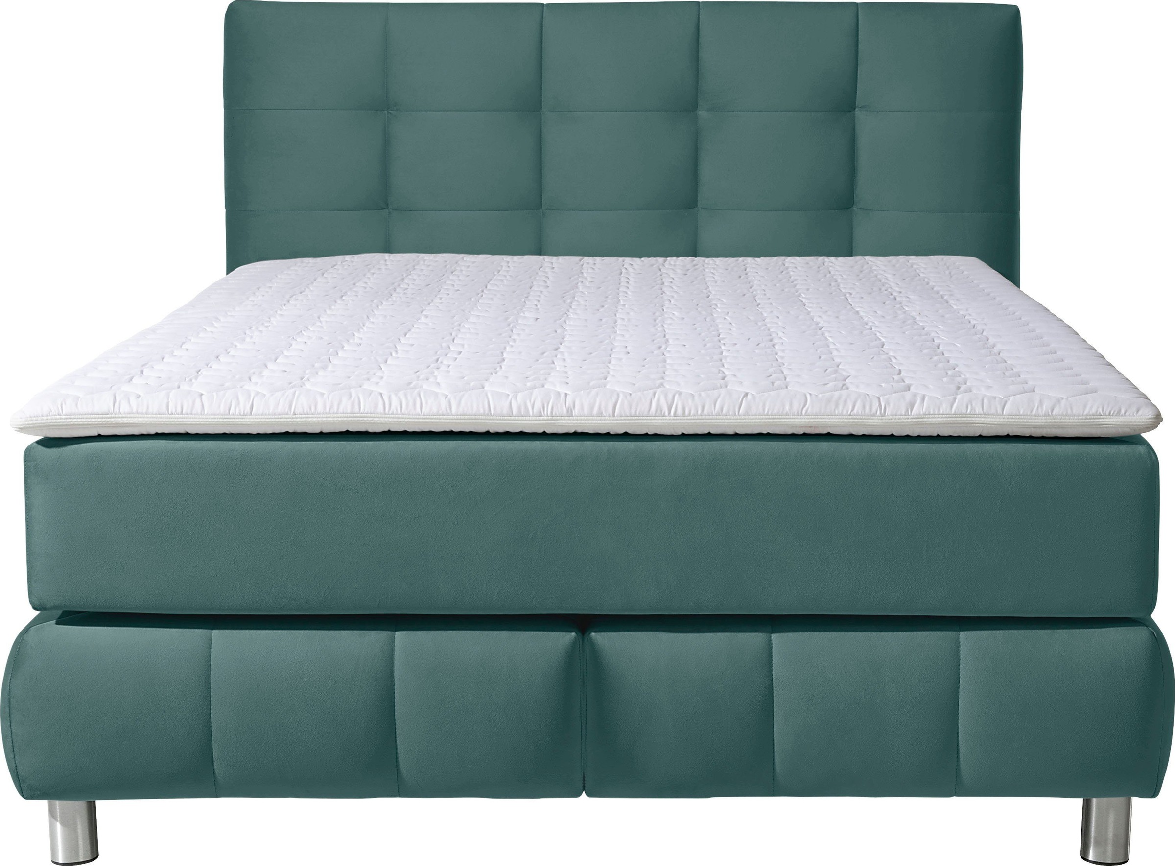 andas Boxspringbett »Salo XXL« in Samtoptik oder Struktur, 6 Breiten in Überlänge 220cm, 4 Härtegrade
