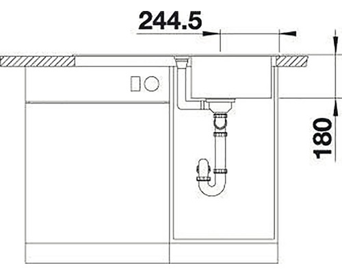 Spoelbak Blanco FAVUM 45 S 860 x 435 mm antraciet 524227