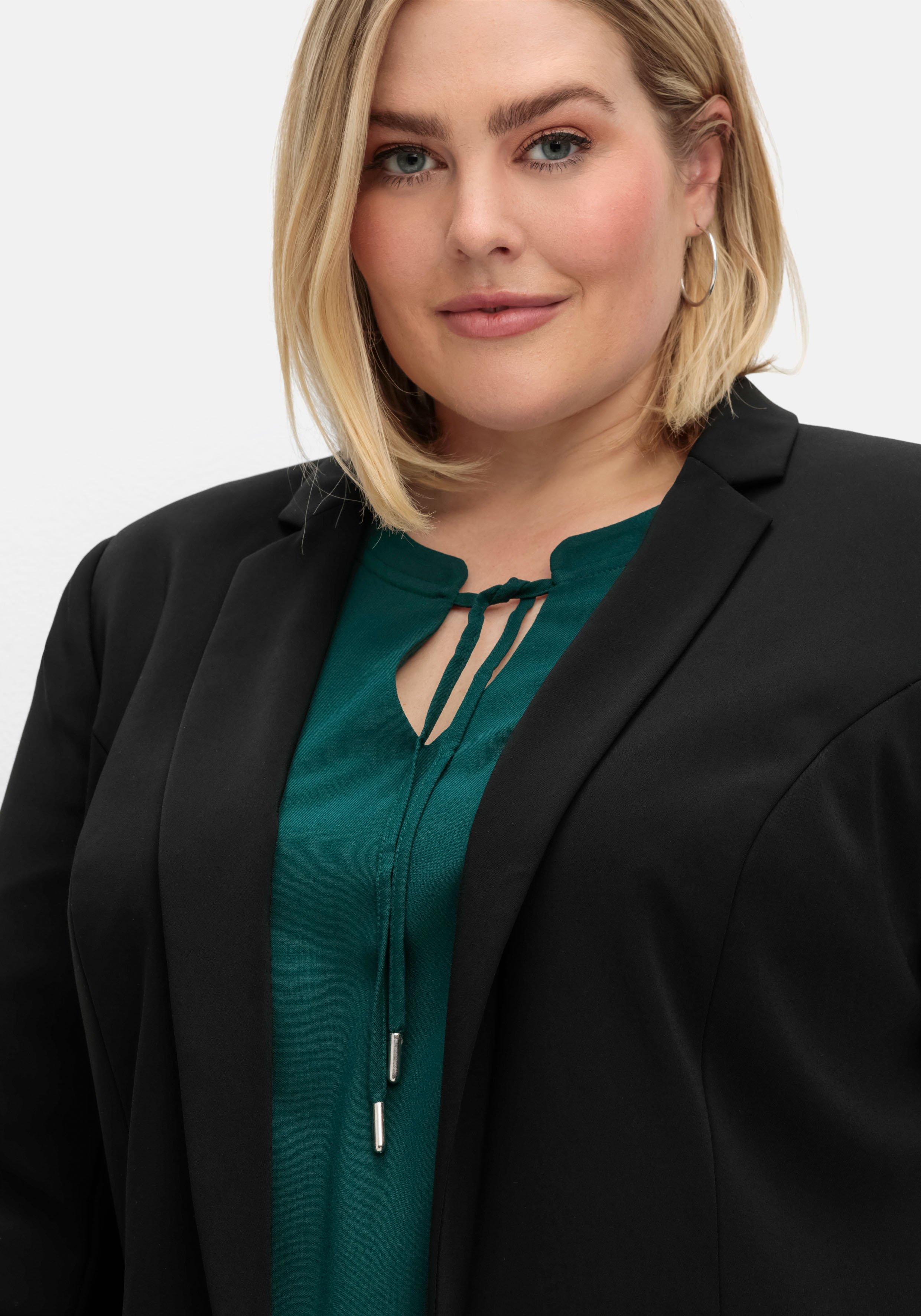 Verschlussloser Longblazer mit 3/4-Arm, gefüttert
