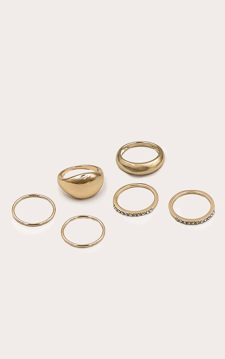 Doré Lot De 6 Bagues Courbées Ornées De Strass