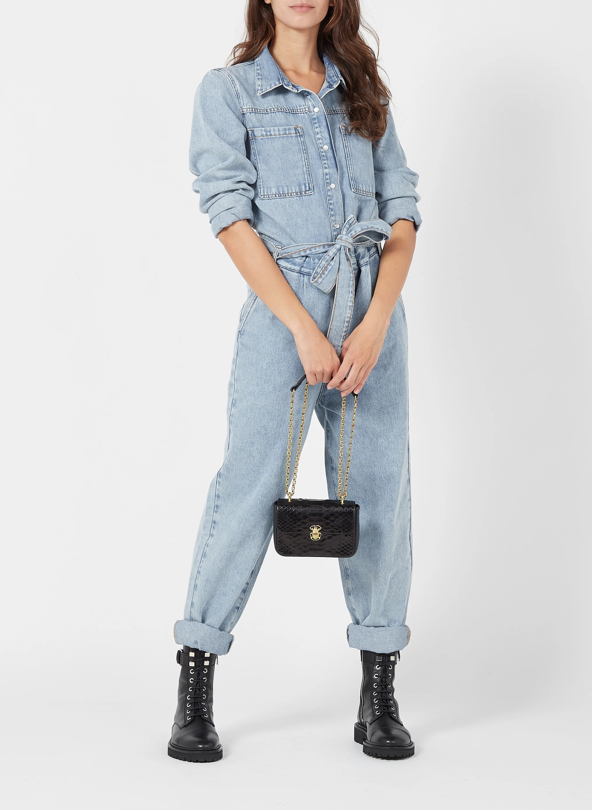 AVA - Sac bandoulière en python | Noir