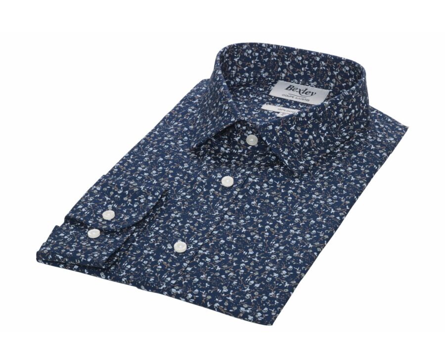 Chemise marine imprimée motif Taupe - MÉDÉRIC