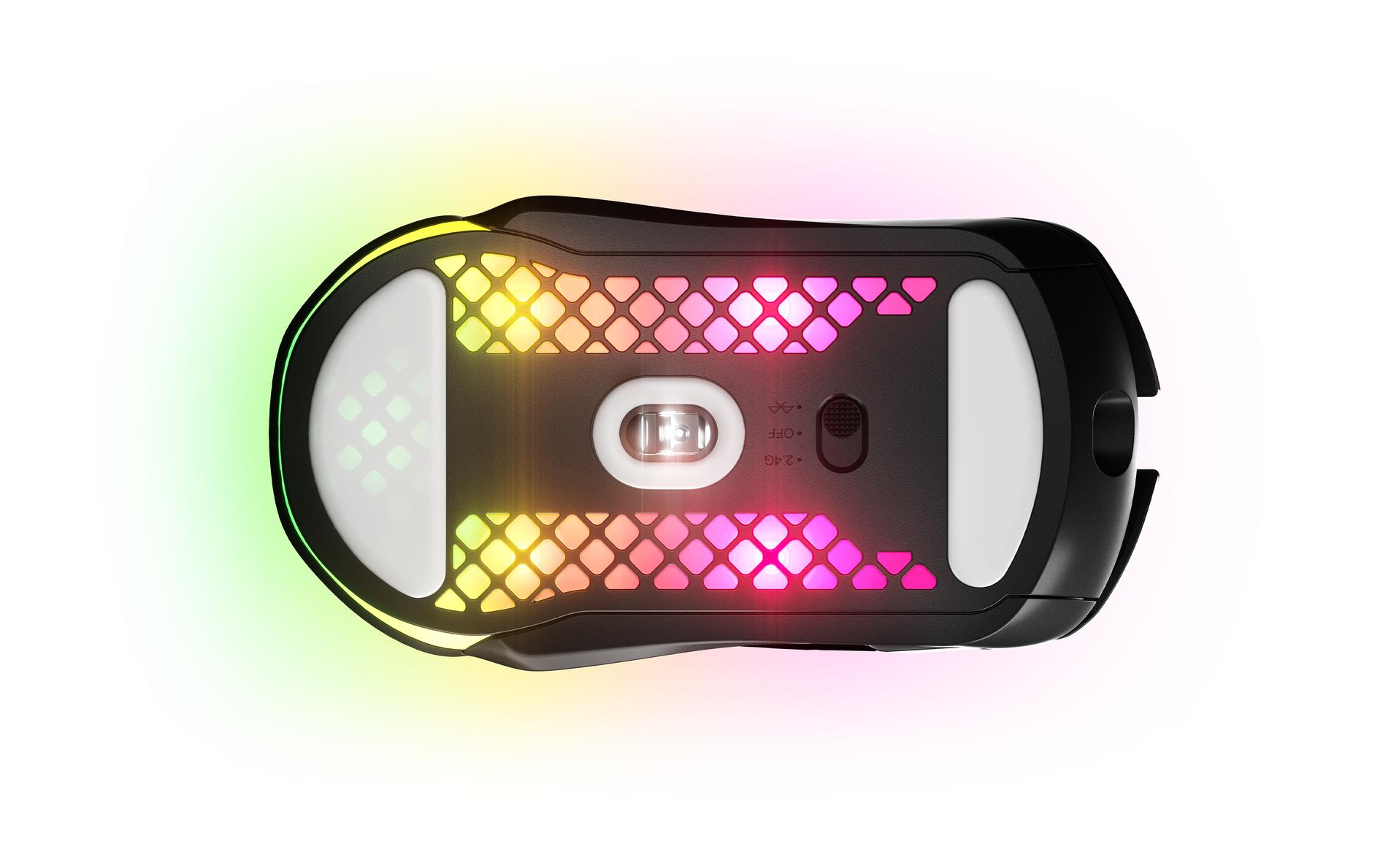 Gaming-Maus Aerox 5 Wireless<br>Ultraleichte, kabellose Gaming-Mouse mit ergonomischem 9-Tasten-Layout und RGB-Beleuchtung