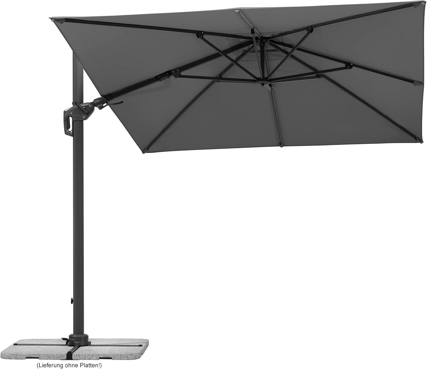 Schneider Sonnenschirm Rhodos twist, anthrazit, 350x260 cm, eckig, 732-15, pulverbeschichtetes Alu/Stahl-Gestell, Bespannung 100% Polyester