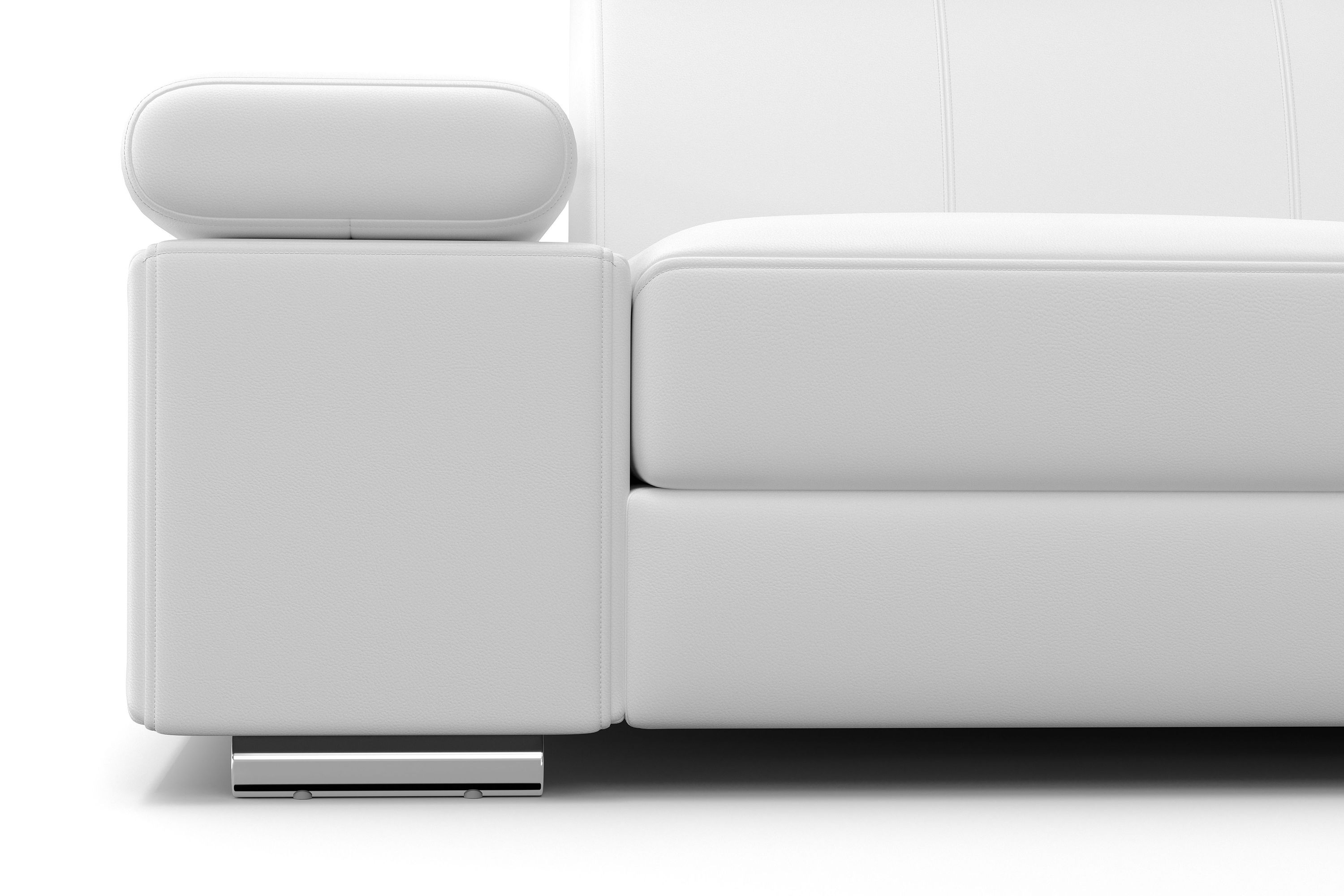 Ecksofa Leder CRISTIANO links/rechts weiss