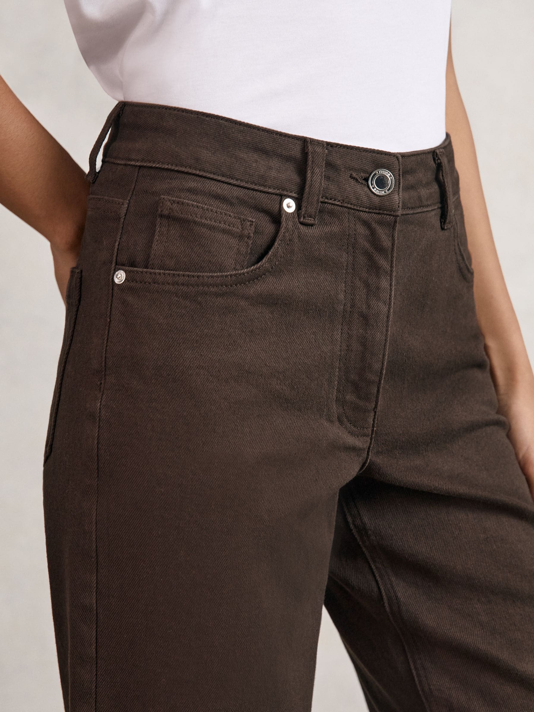 Chocoladebruin - Reiss Selin jeans met rechte pijpen en halfhoge taille