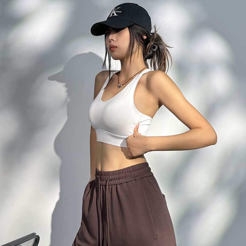 Faiar - Halter V-hals effen crop sportbeha top