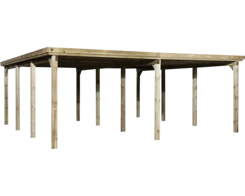 Dubbele carport weka 618 maat 2 met trapeziumdak 576 x 591 cm drukgeïmpregneerd