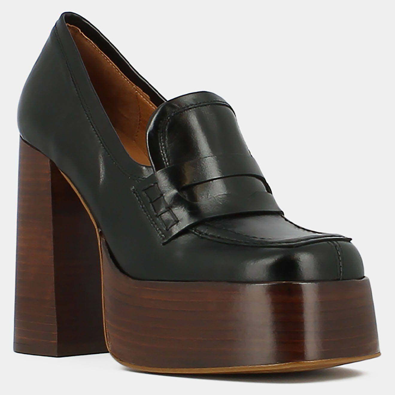 Jonak Mocassins en Cuir Backy noirs - Talon 11.5 cm