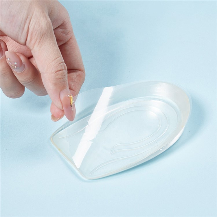 (2er Set) 95x70x20mm Silikon Fersen Einlegesohlen Fersenpolster zur Erhöhung - Transparent