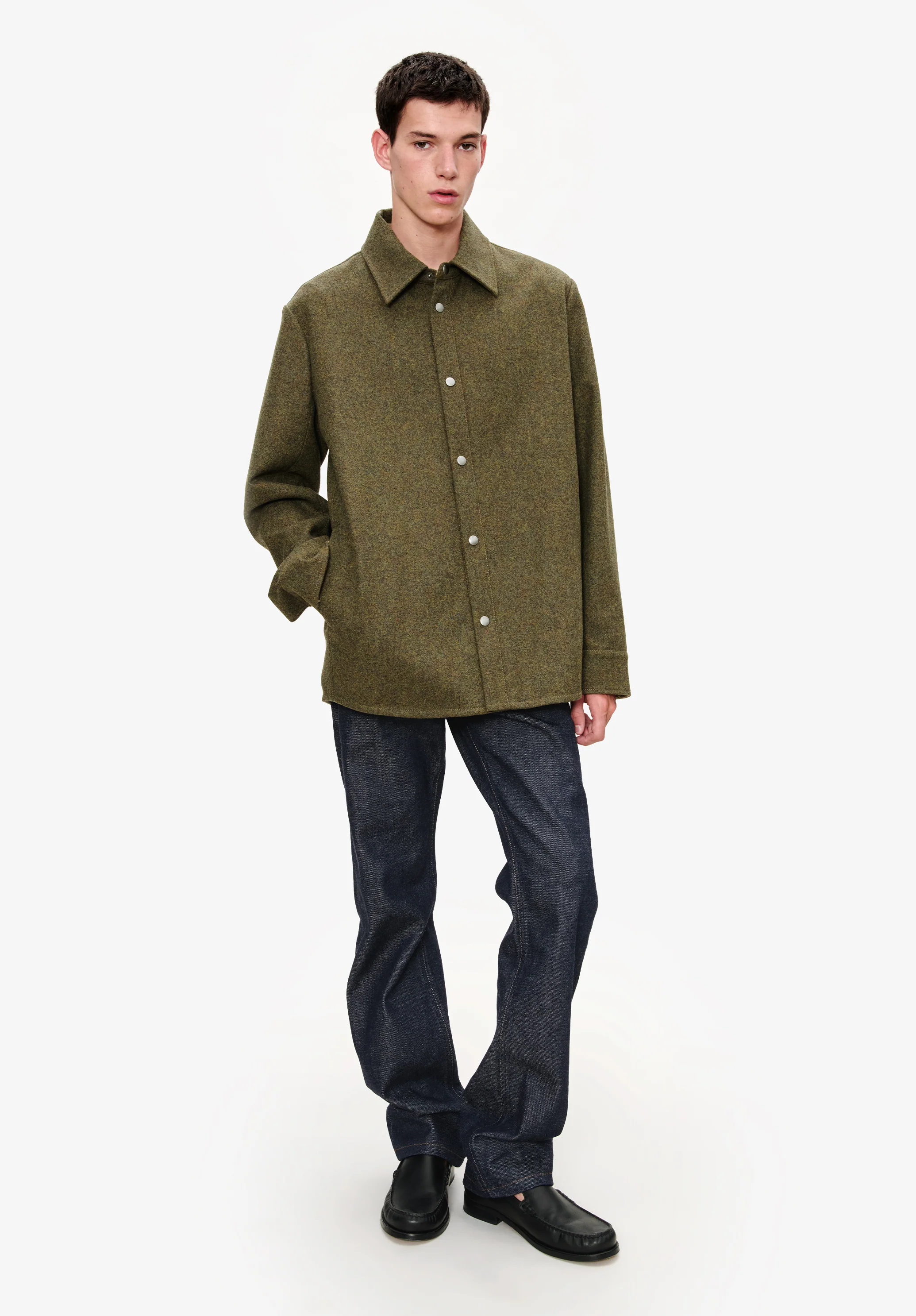Veste à boutons-pression - Vert chine