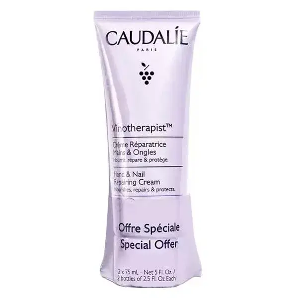 Creme para mãos e unhas Caudalie Vinotherapist, embalagem com 2 unidades de 75ml