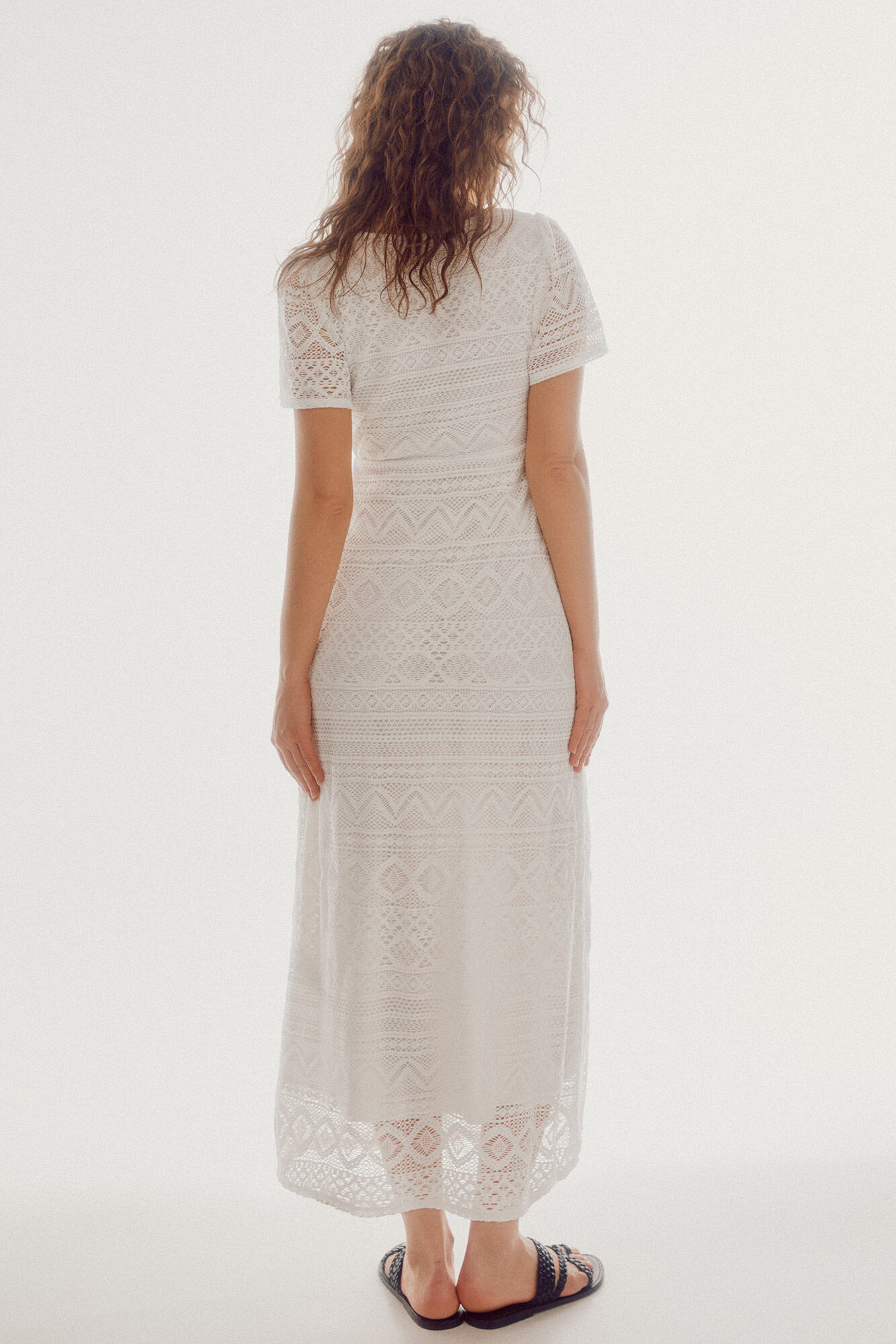 Vestido de crochê tricotado - Marfim