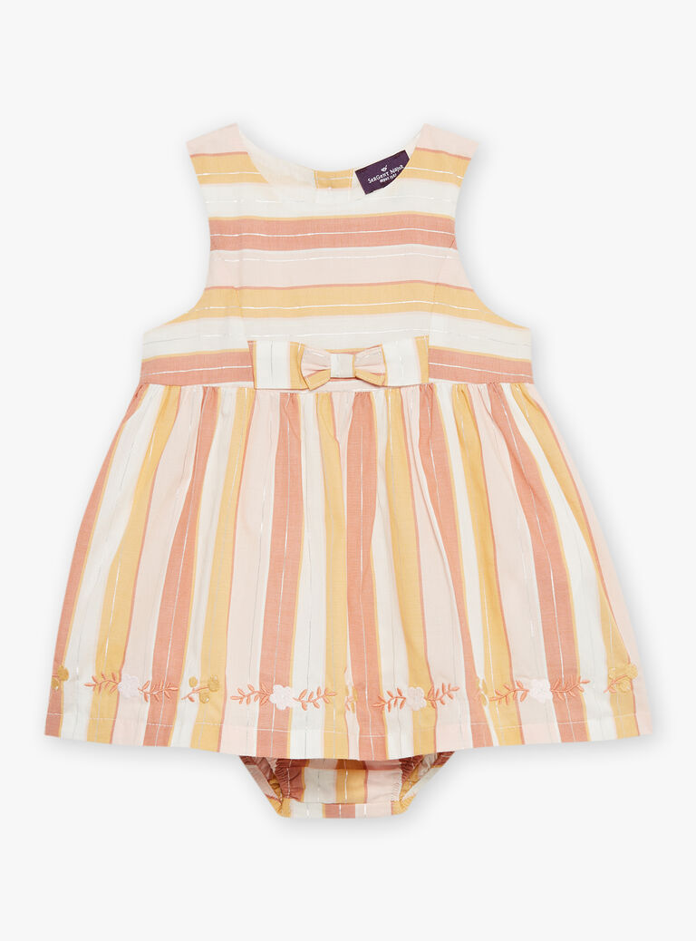 Robe et culotte écrues à imprimé à rayures