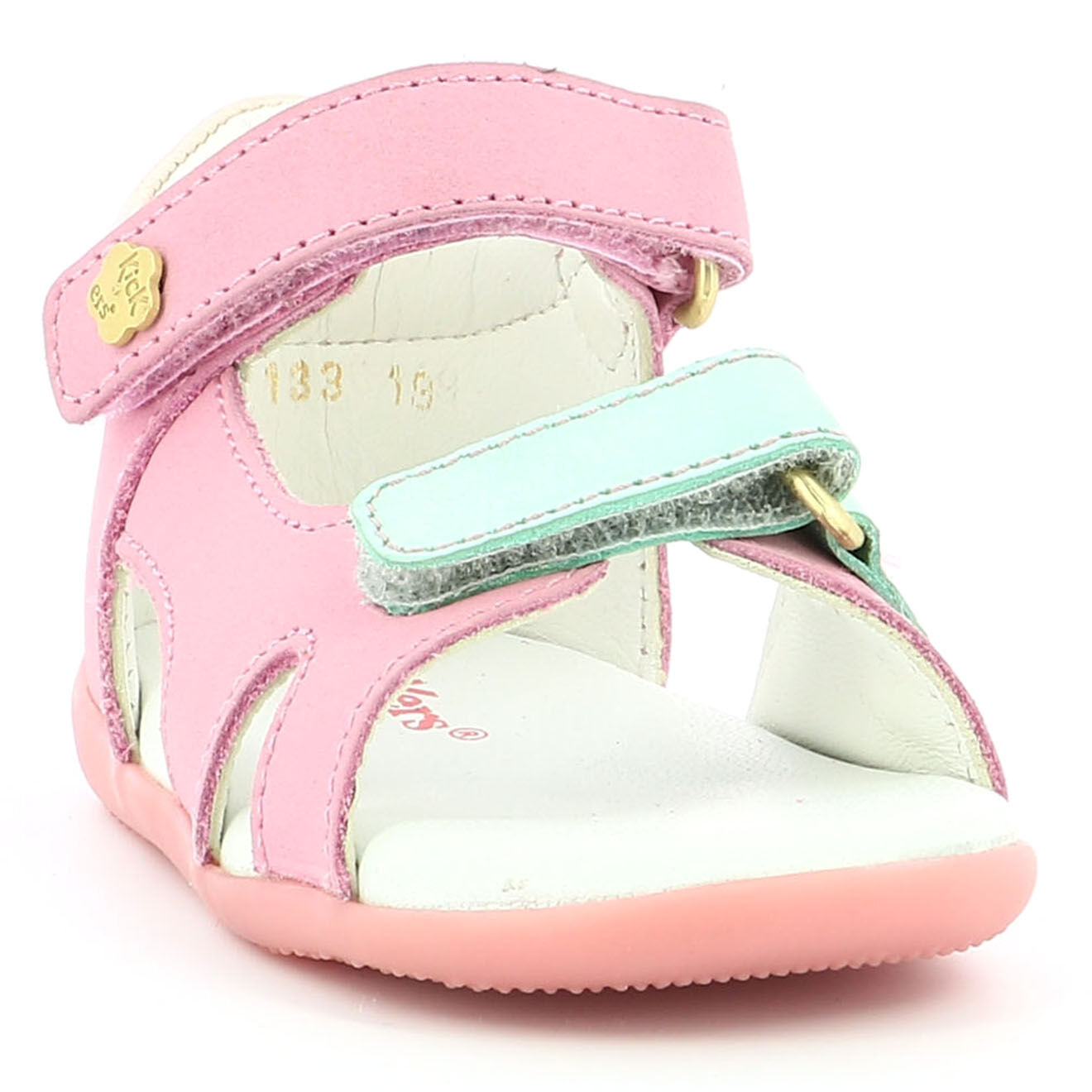 Kickers Sandales en Cuir Binsia-2 rose/doré/bleu