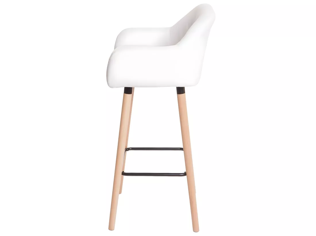 Tabouret de bar Vaasa T381, simili cuir, blanc