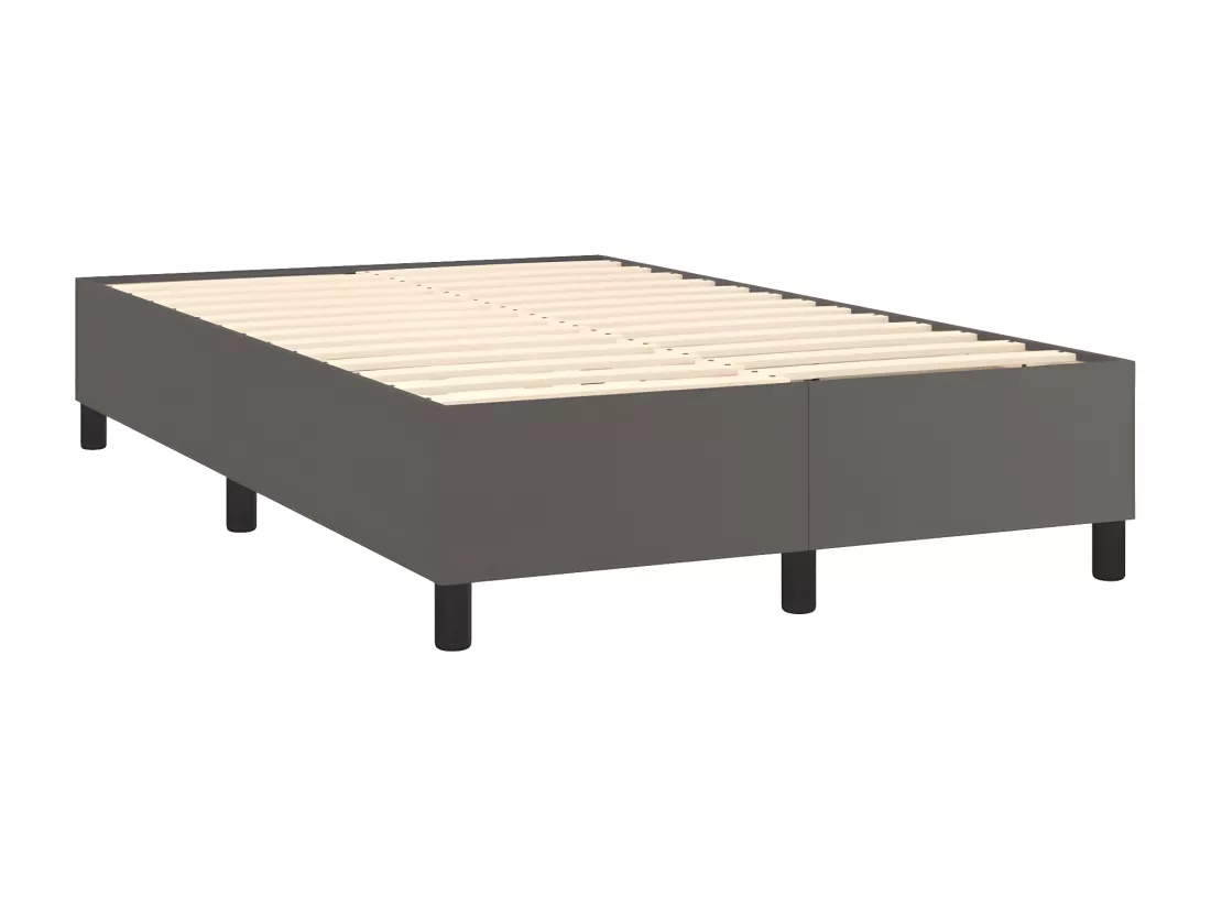 Sommier tapissier matelas et LED Gris 120x200 cm Similicuir
