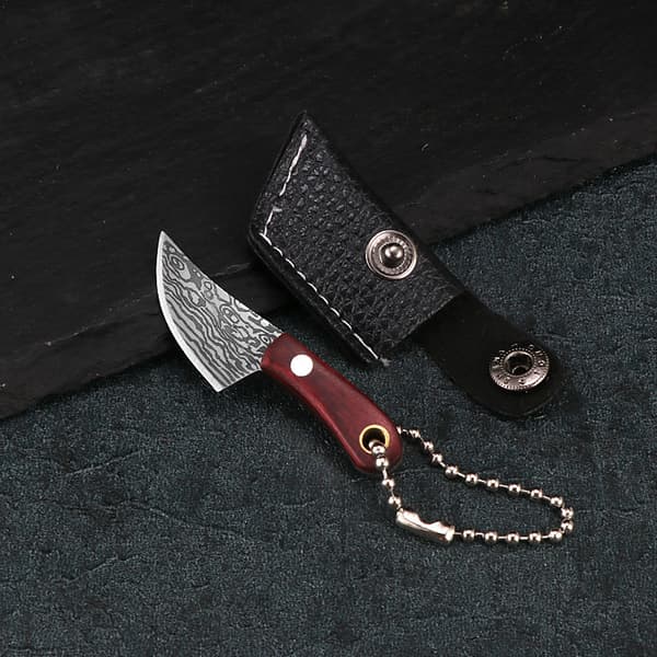 INF Damaskus Mini Hakkekniv Nøkkelring (Spiss Tipp) DG-75-2