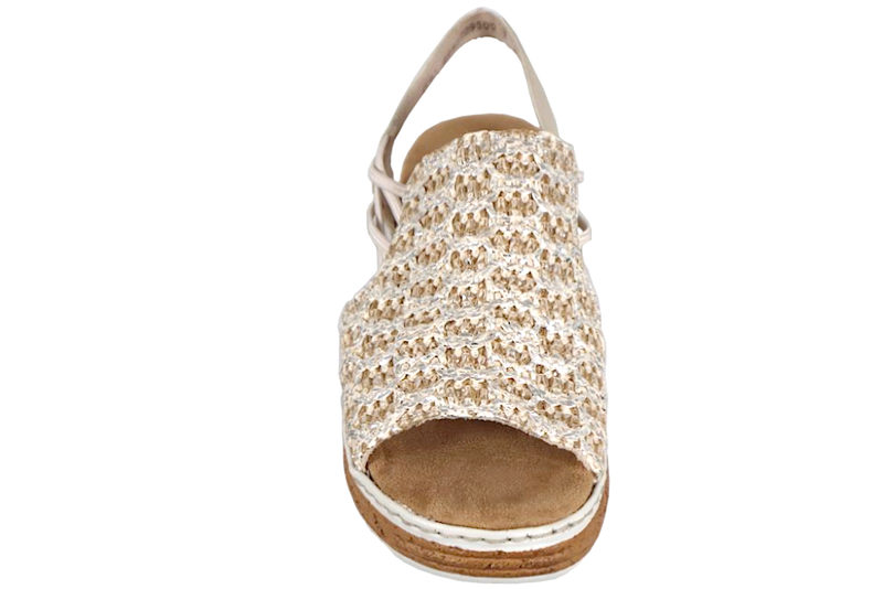 RIEKER SANDAL I BEIGE PU PÅ KILEHÆL