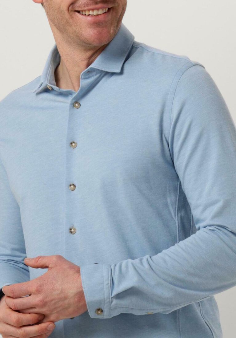 CAST IRON lichtblauwe cast iron casual overhemd long sleeve shirt cf jersey pique tec