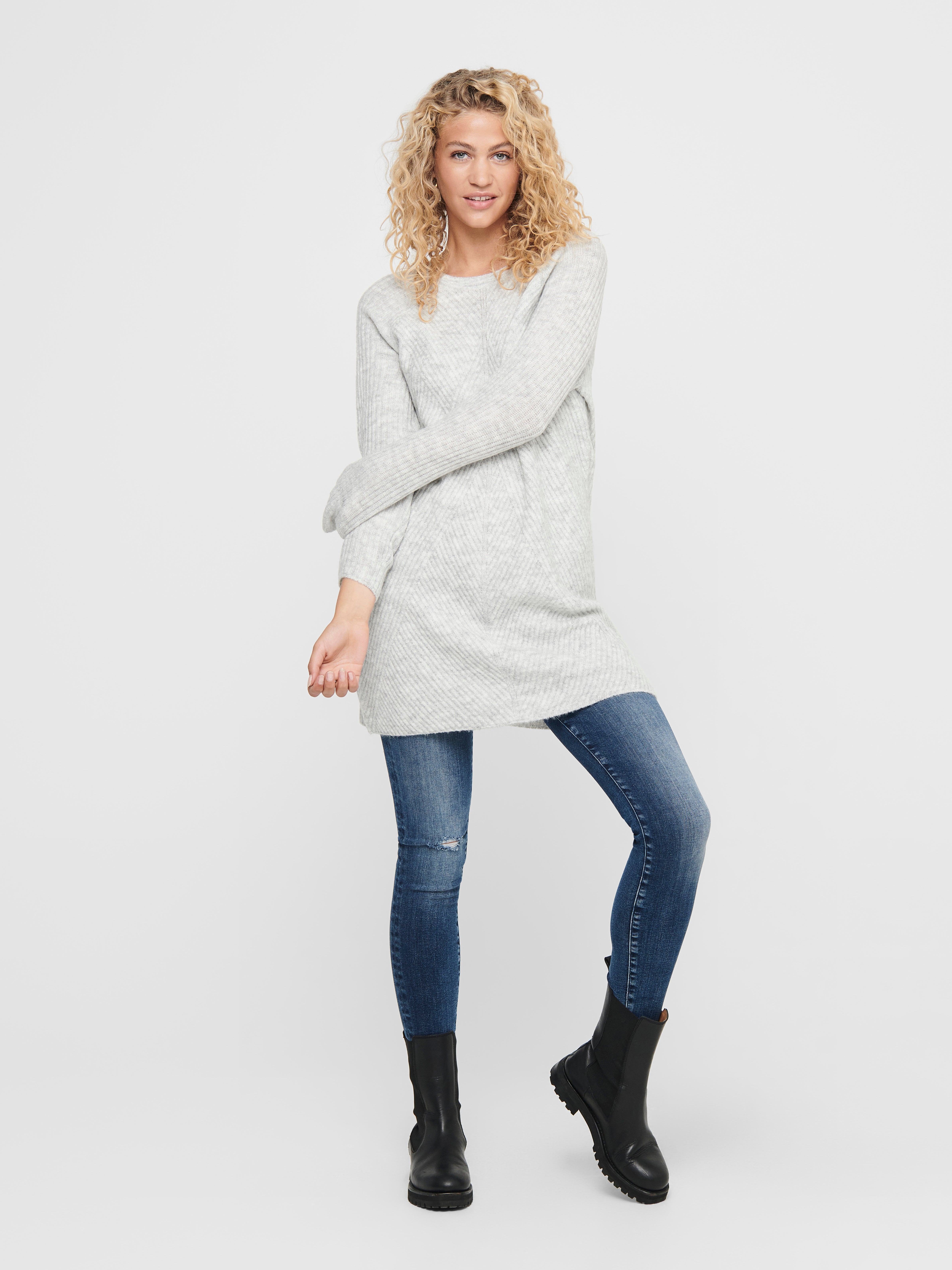 ONLCAROL Langes Kleid Light Grey Melange