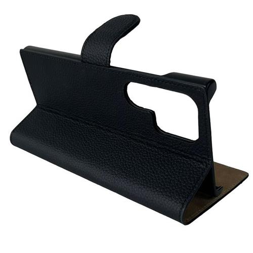 Samsung Galaxy S24 Ultra Echtleder Book Case Tasche Flip Cover Hand Made (MARCS24U-M01) - Schwarz