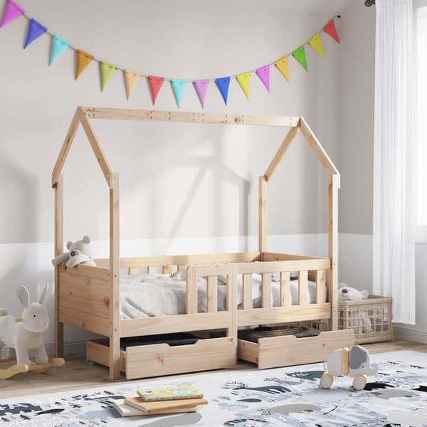 vidaXL Barnesengeramme med skuffer 70x140 cm heltre furu