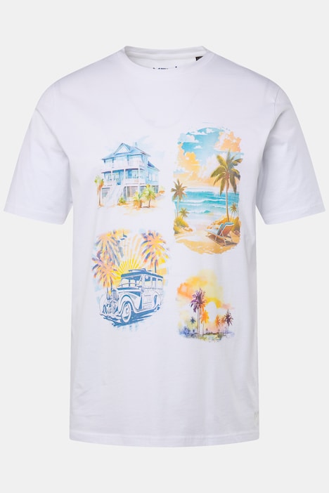 Men+ T-Shirt, Halbarm, großer Print, Rundhals, bis 8 XL