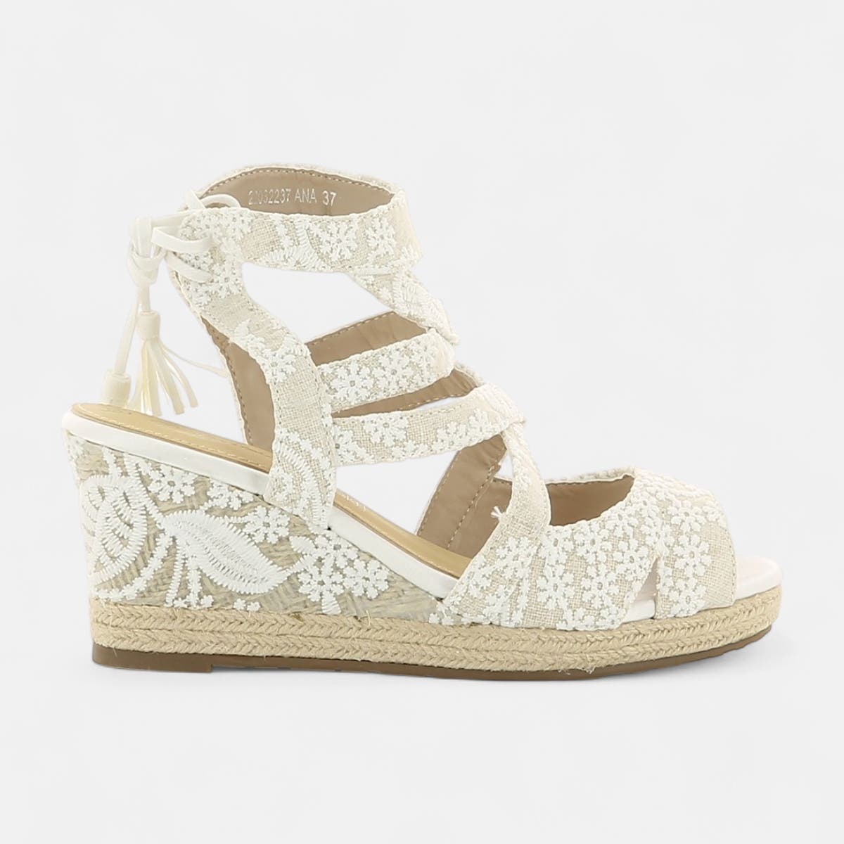Nu-pieds à talon compensé Femme blanc
