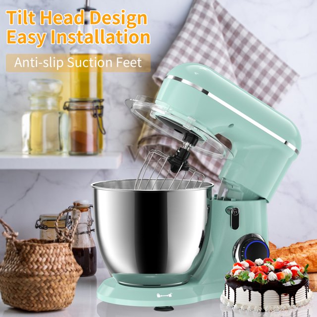 Batedeira de pedestal Samsaimo, 6,5 QT, 660 W, 10 velocidades, cabeça inclinável, batedeira elétrica de cozinha com tigela, gancho para massa, batedor e fouet para a maioria dos cozinheiros domésticos.