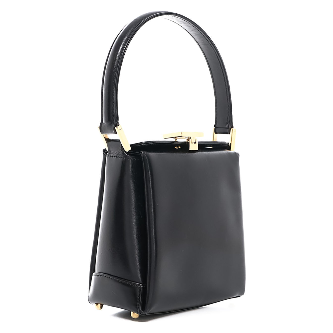 Gucci Sac à main Vintage en Cuir d'Agneau lisse noir - Bon état - L.14 cm