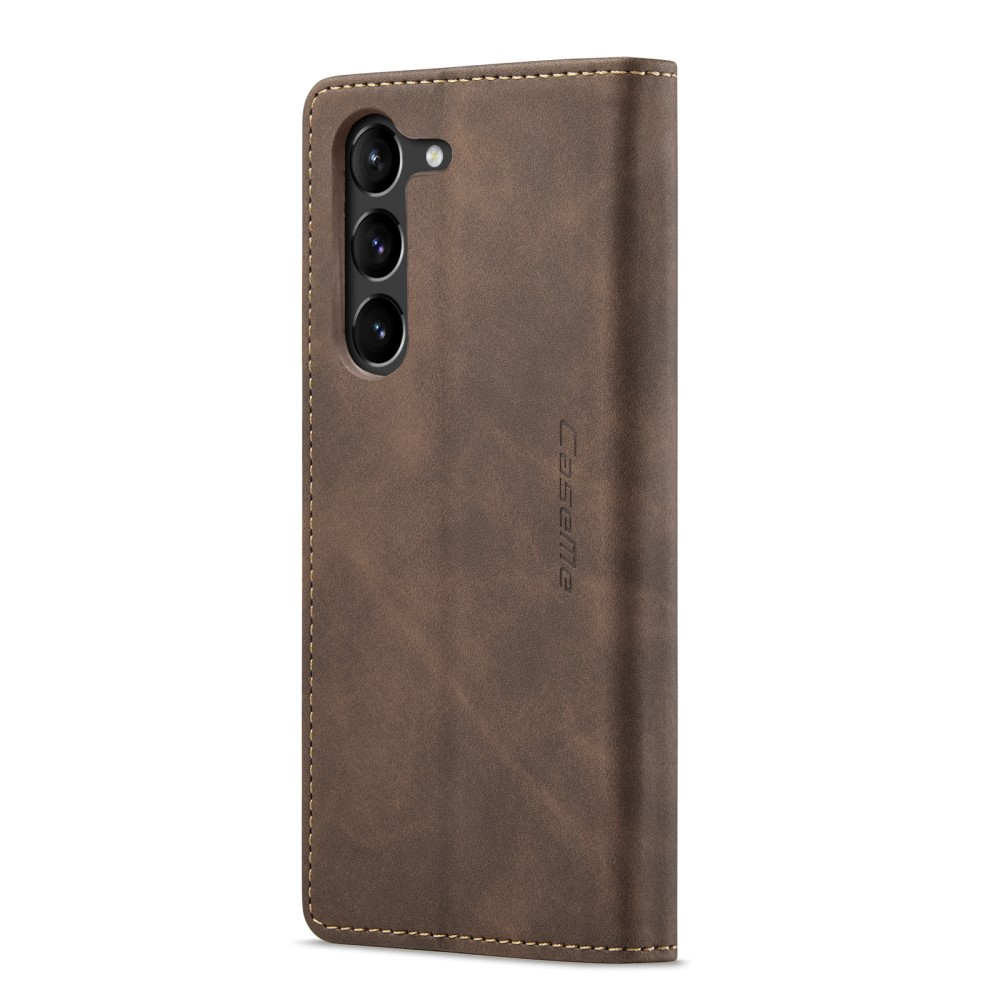 Samsung Galaxy S23 5G Leder Tasche Flip Wallet Etui mit Kartenfächern - Dunkelbraun