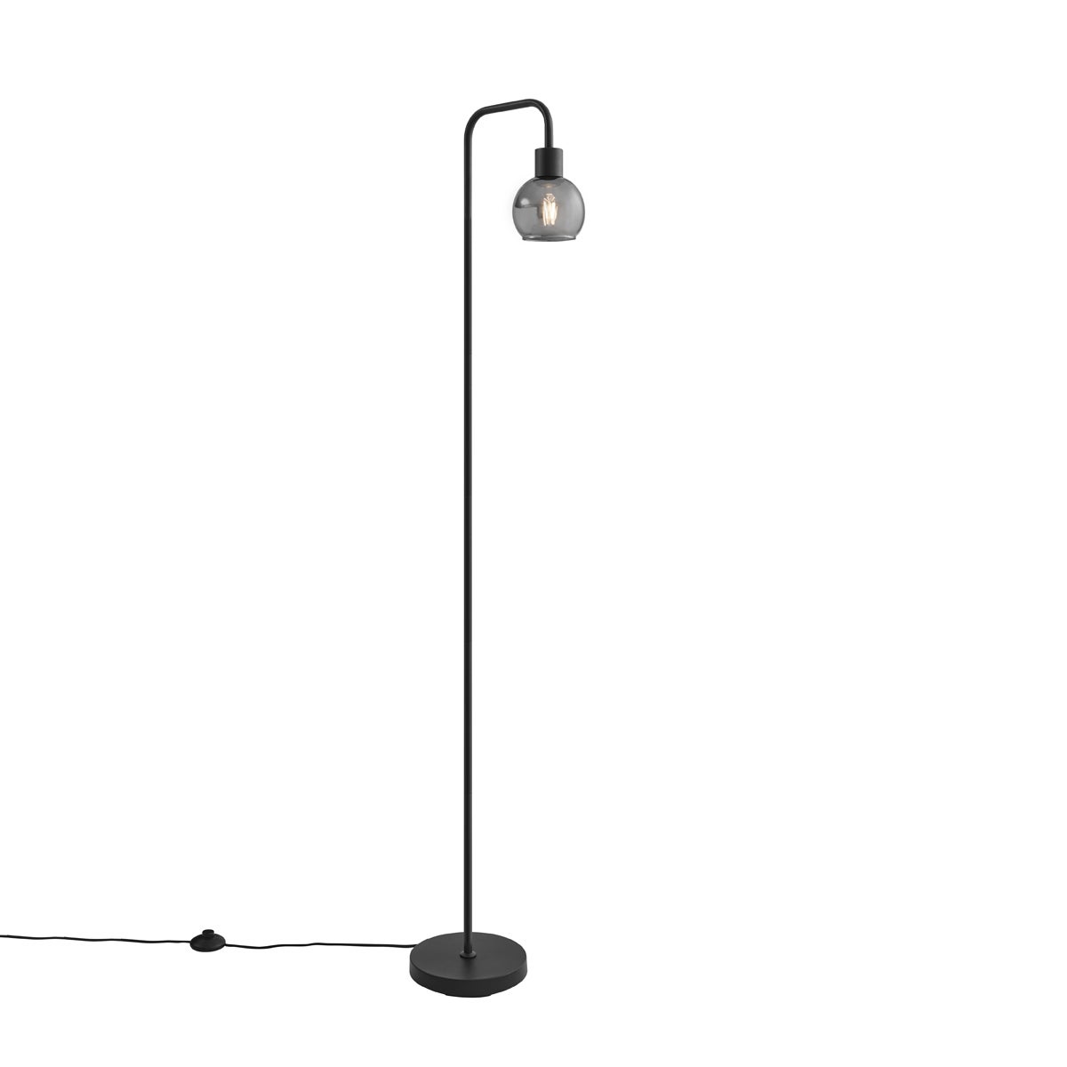 QAZQA - Art Deco vloerlamp | Staande lamp | Lamp | Licht, zwart met rookglas - Vidro | Woonkamer | Slaapkamer - Langwerpig - LED-compatibel E27