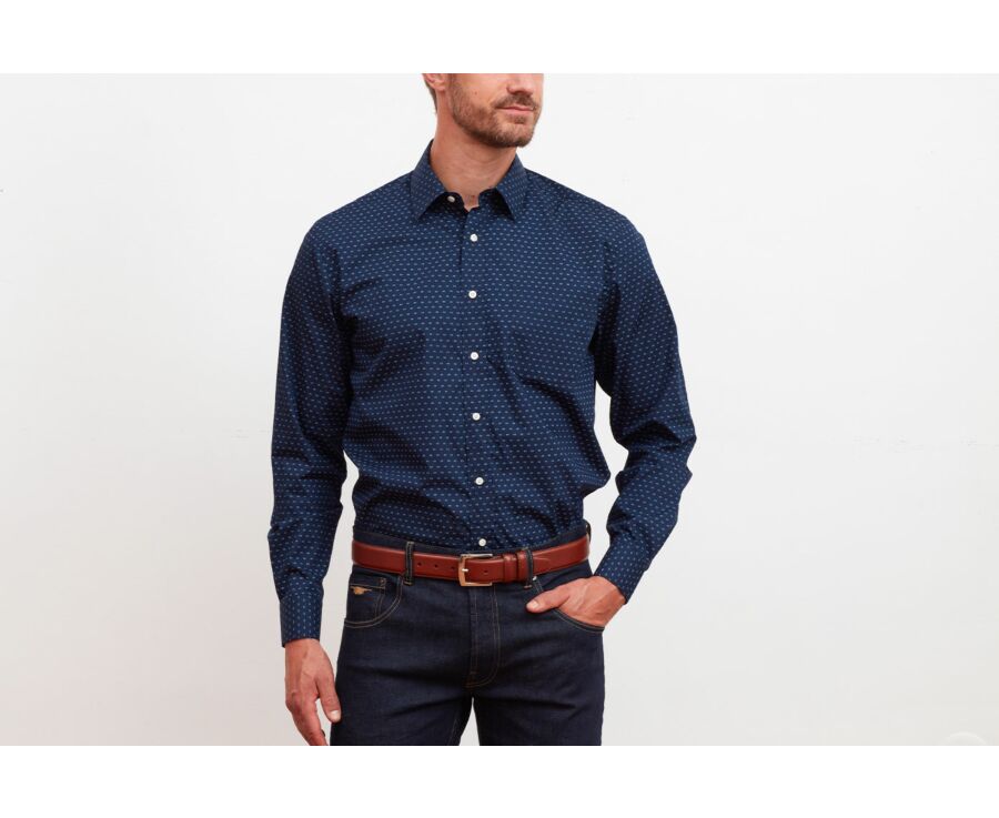 Chemise imprimée marine motif bleu - LÉOPHILE