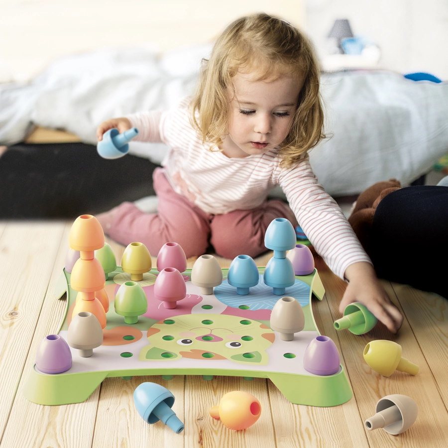 Quercetti PlayEco+ Jumbo Peggy Evo Mosaik-Steckspiel aus recyceltem Kunststoff (41 Teile)