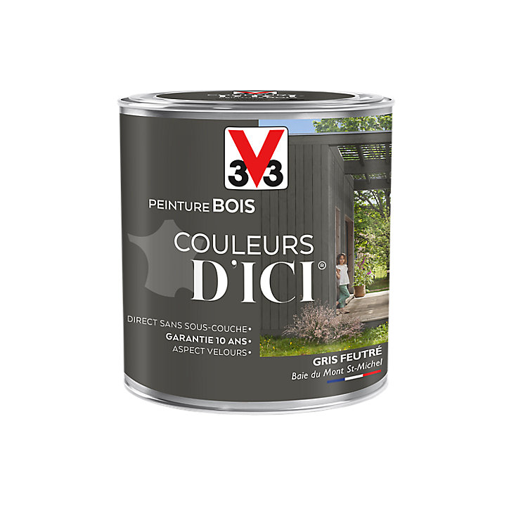 Peinture extérieure bois Couleurs d'ici gris feutré Velours V33 0,5L