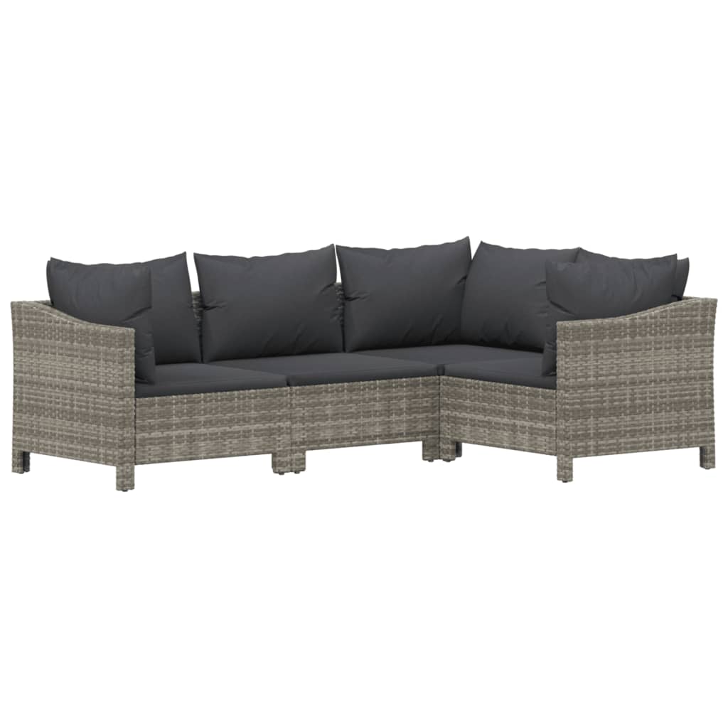 Salon de jardin meuble d'extérieur ensemble de mobilier 8 pièces avec coussins gris résine tressée
