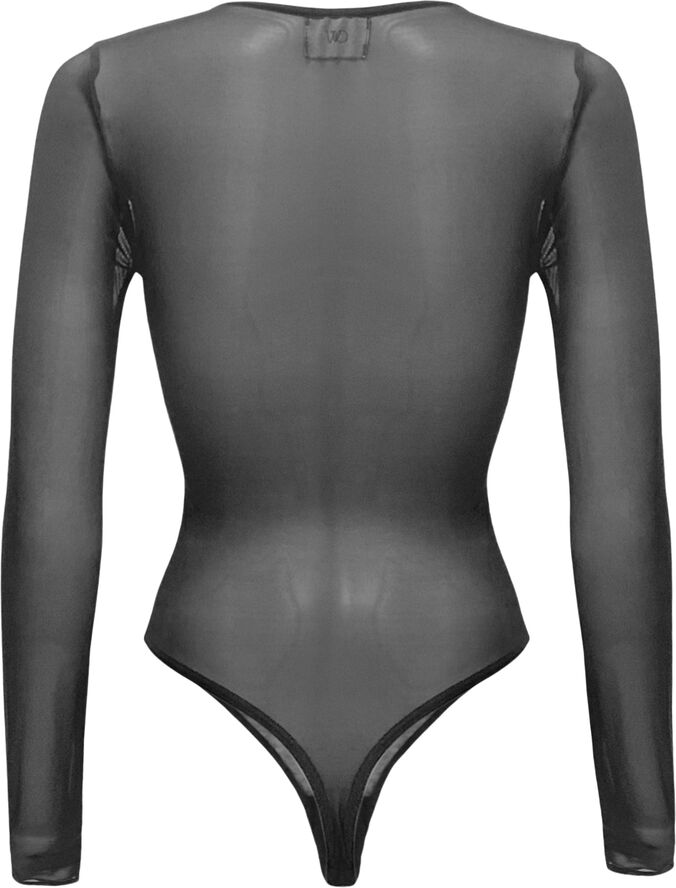 OW Collection Croc Mesh Bodysuit Black