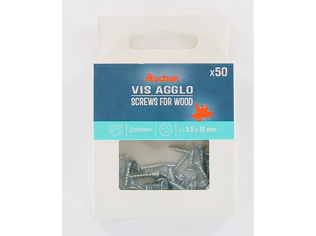 PARAFUSO PARA MADEIRA AUCHAN 50 PEÇAS 3.5X16MM