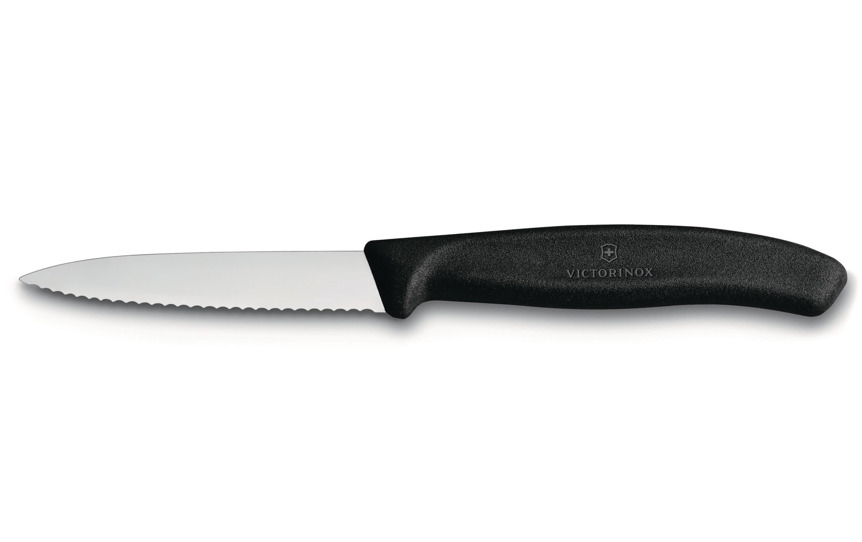Gemüsemesser 8 cm, SchwarzRüstmesser mit Wellenschliff