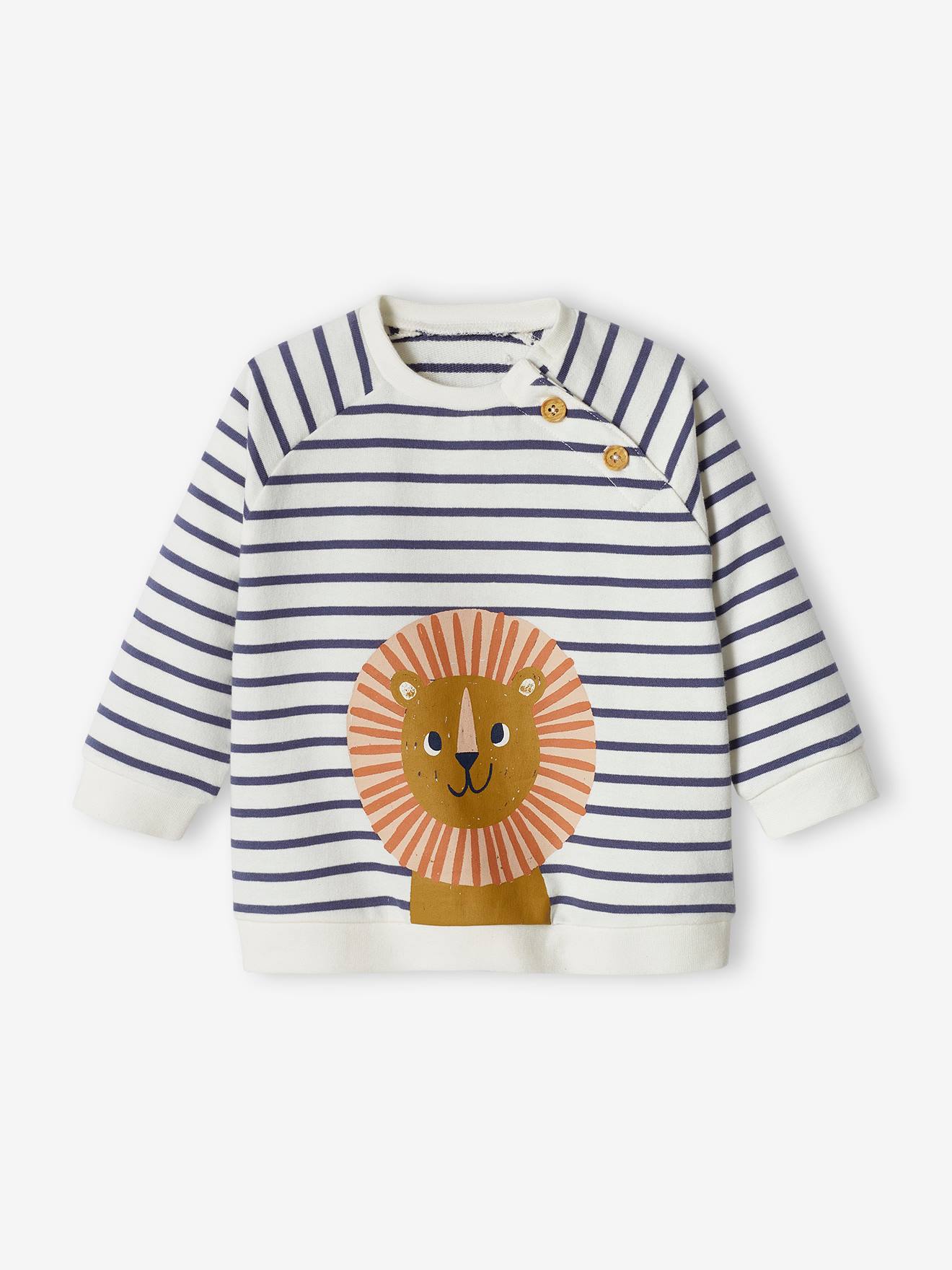 Blusa de moletom listrada para bebê, listras azuis