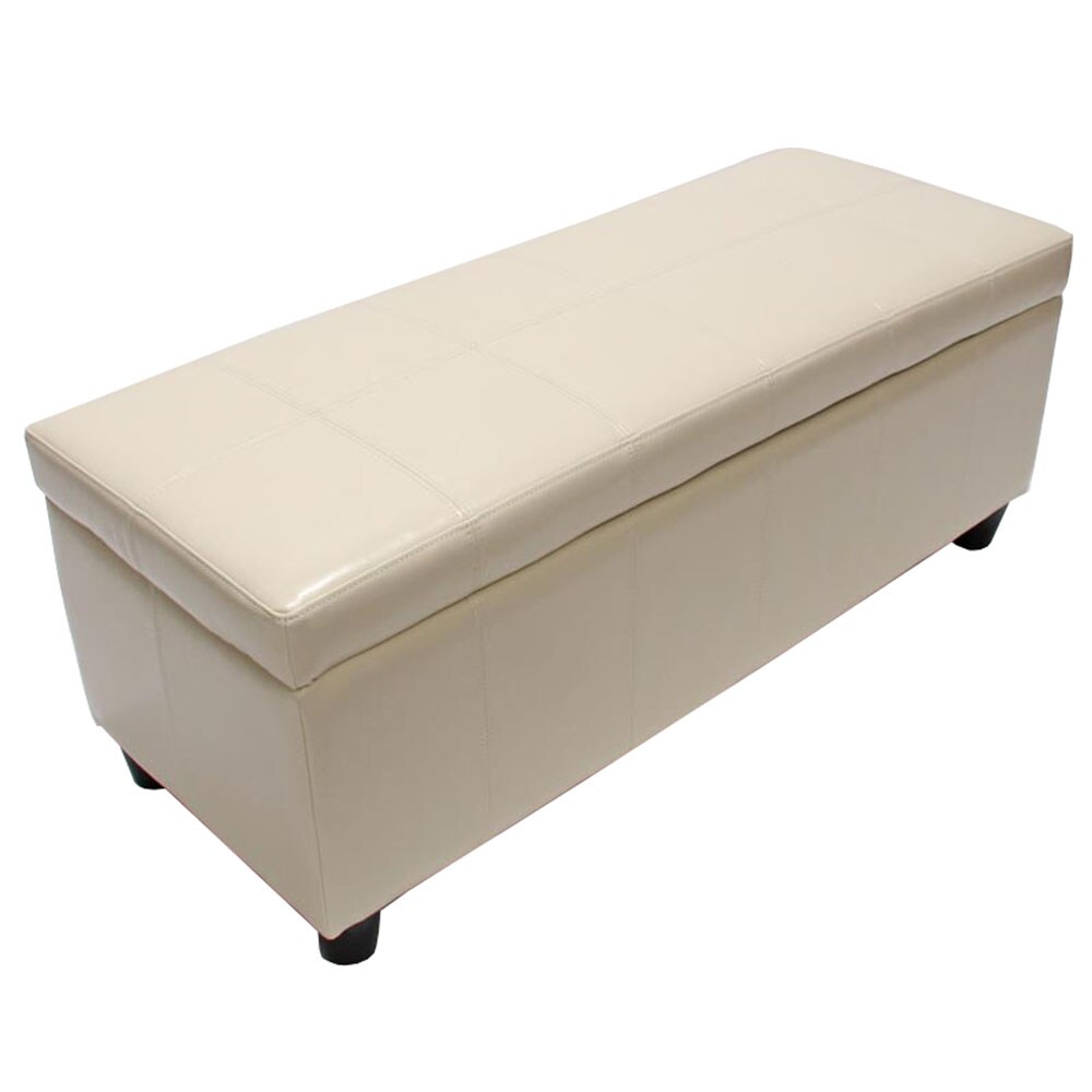 Bank Sitzbank MIT Aufbewahrung Arezzo Leder + Kunstleder 112x45x45cm MVG-zertifiziert ~ creme