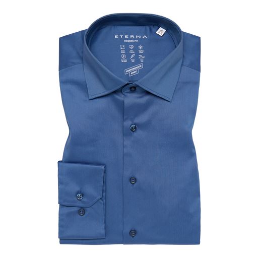 Eterna Langærmet Modern Fit Performance Skjorte, Blå, 46