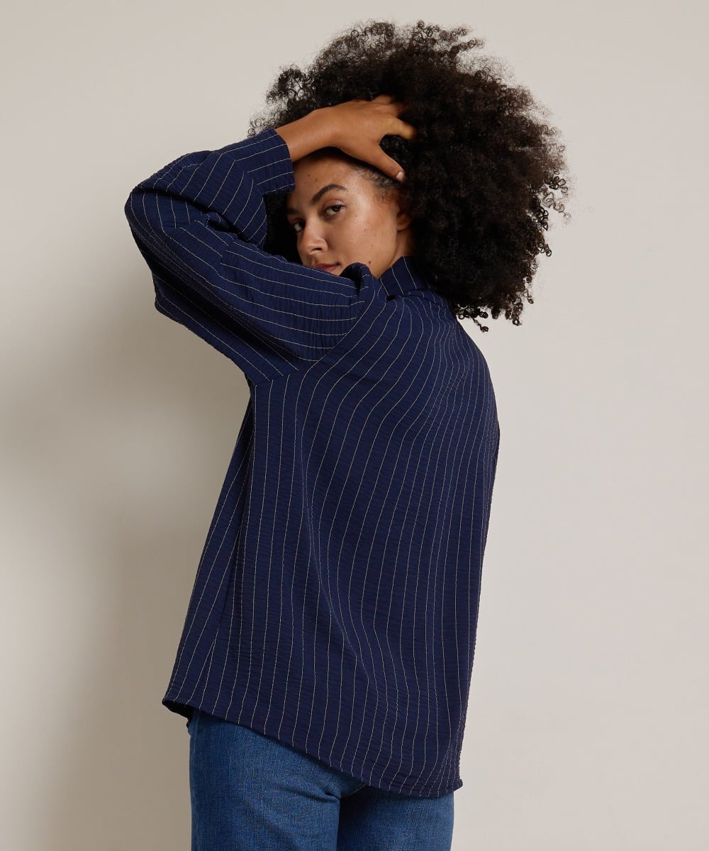 gestreepte blouse met kraag