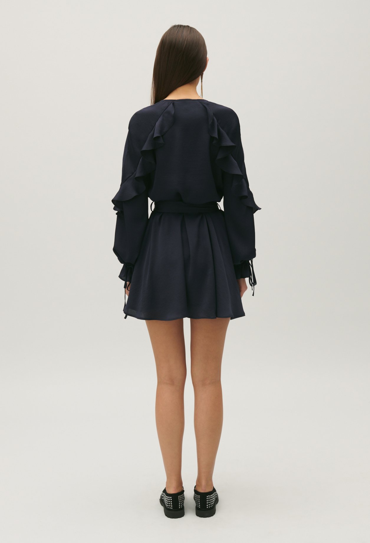 Robe courte volants marine
