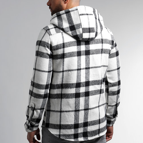 Surchemise A Carreaux Avec Capuche 2516 Noir Blanc
